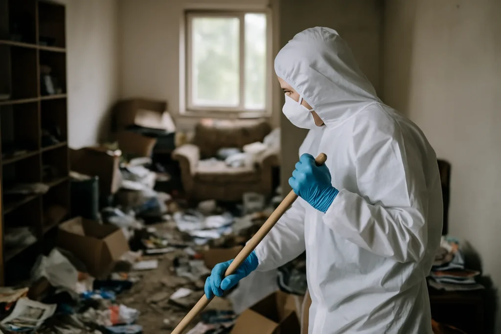 Appartement en désordre à Ambronay, illustrant les effets du syndrome de Diogène.