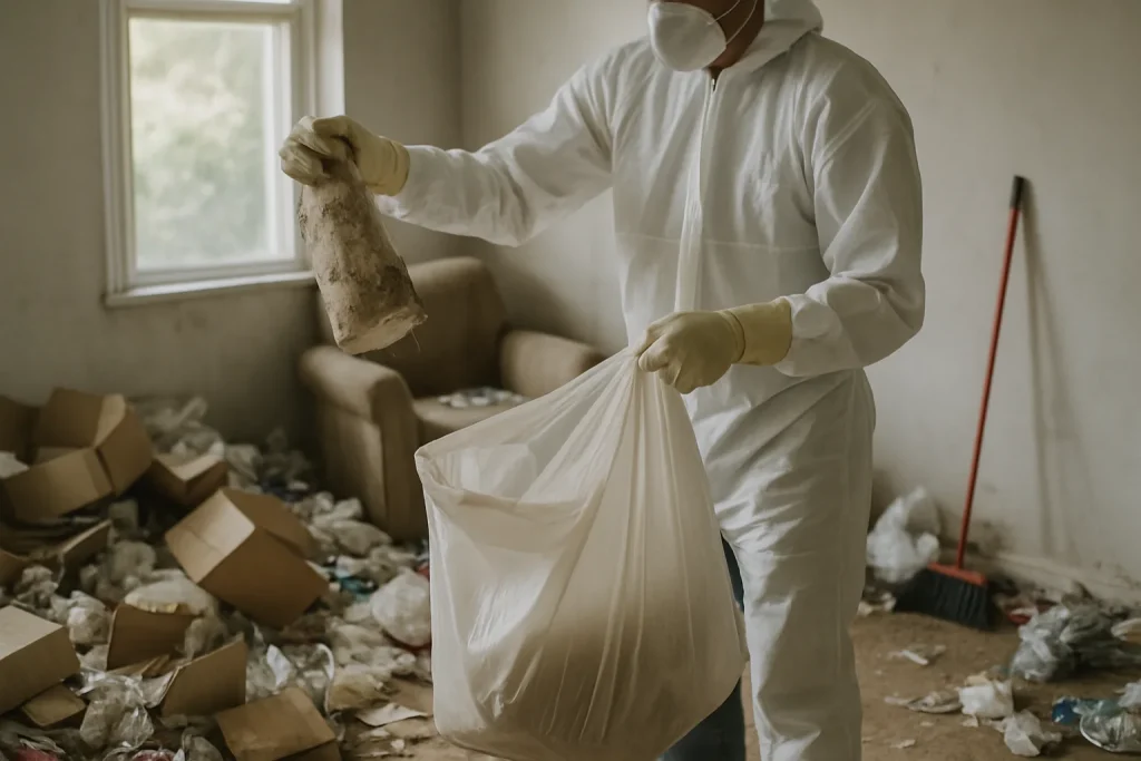 Professionnels nettoyant un appartement après diogène à Saint-Paul-En-Jarez.