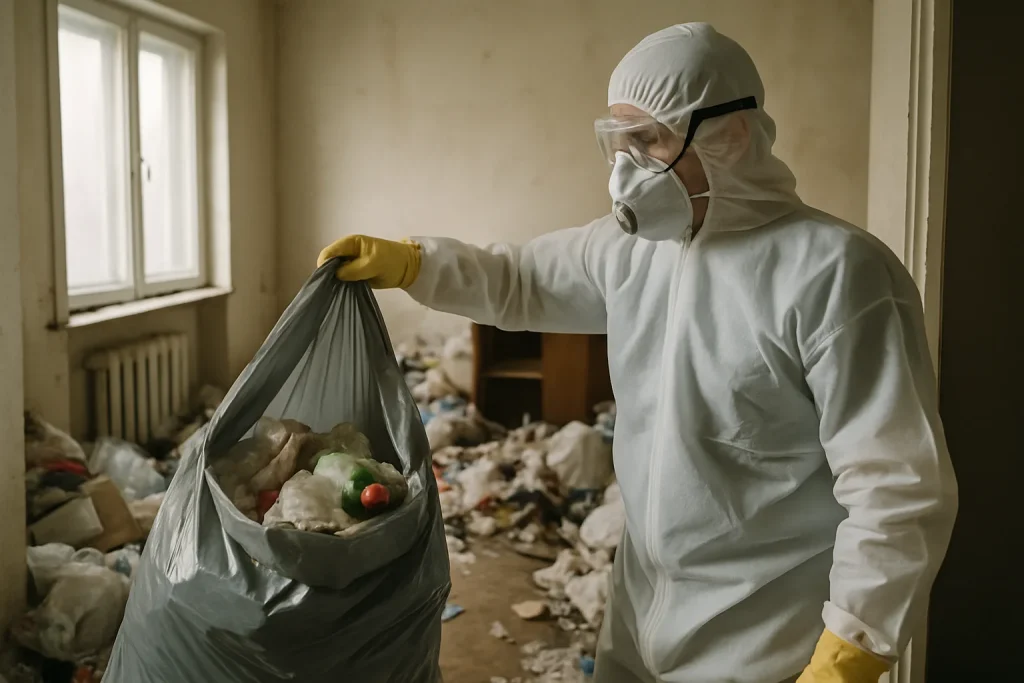 Appartement en désordre à Pierre-Benite, avant le nettoyage après diogène.
