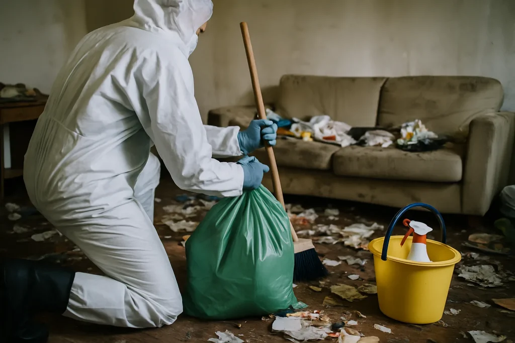 Maison à Moreac montrant un jardin en désordre, témoignant d'un besoin de nettoyage.