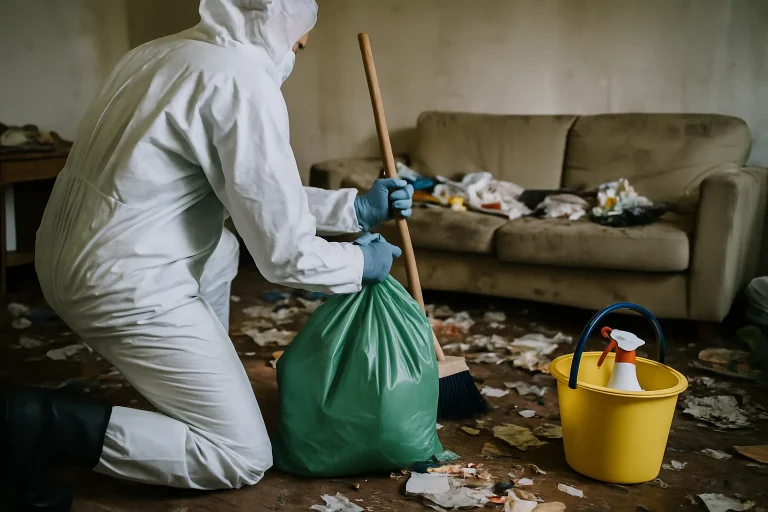 Maison à Moreac montrant un jardin en désordre, témoignant d'un besoin de nettoyage.
