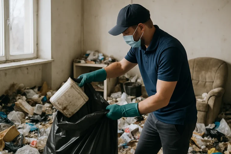 Maison en désordre à Saint-Martin-Le-Vinoux avec des déchets visibles dans le jardin.