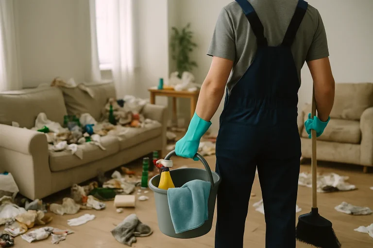 Intérieur d'un appartement en désordre à Saint-Coulomb, illustrant le syndrome de Diogène.