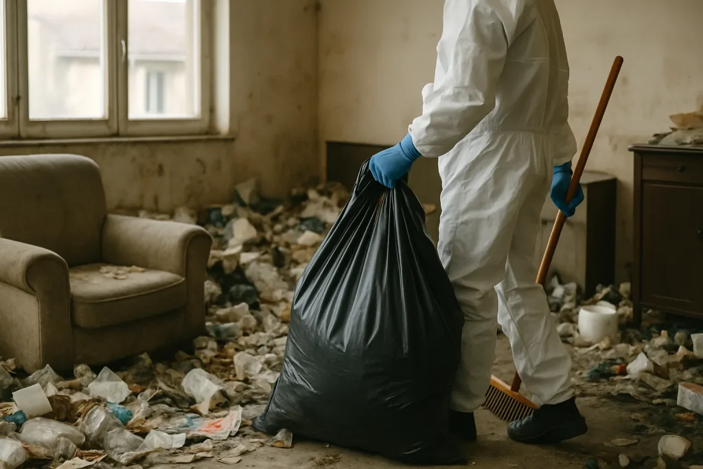 Un appartement en désordre à Etrelles, illustrant le syndrome de Diogène.