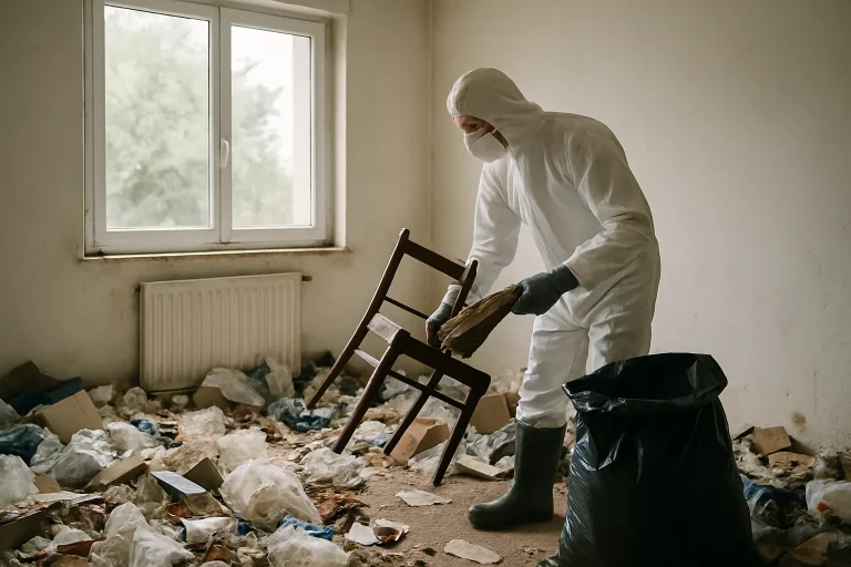 Intérieur d'un appartement à Fontaine-Les-Dijon en situation d'insalubrité après syndrome de Diogène.