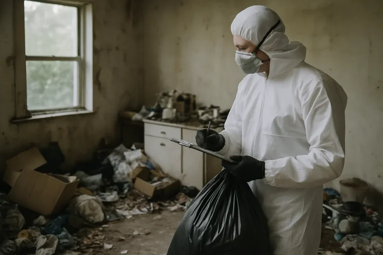 Intérieur d'un appartement en désordre à Les-Marches, avec des déchets visibles.
