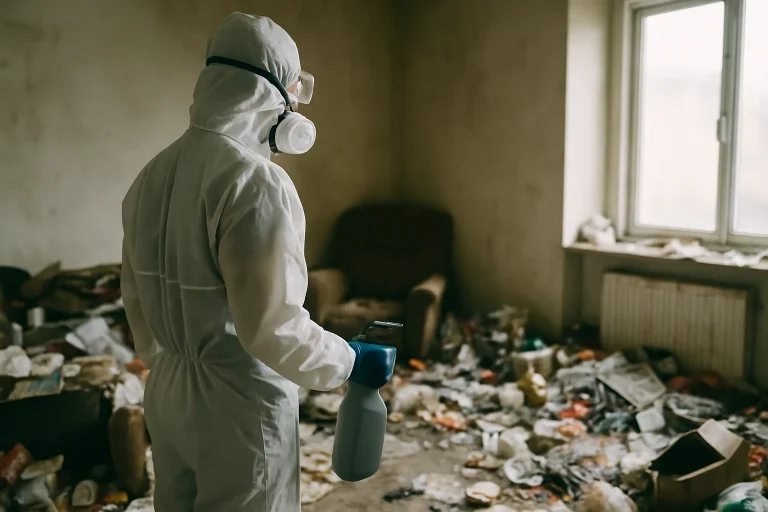 Intérieur d'un appartement en désordre à Pont-De-Cheruy, nécessitant un nettoyage après diogène.