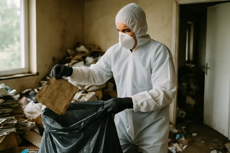 Appartement en désordre à La-Buisse avant nettoyage, montrant le défi du syndrome de Diogène.