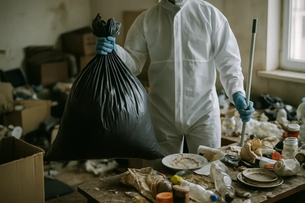 Un appartement à Belley avec un désordre visible avant nettoyage après diogène.