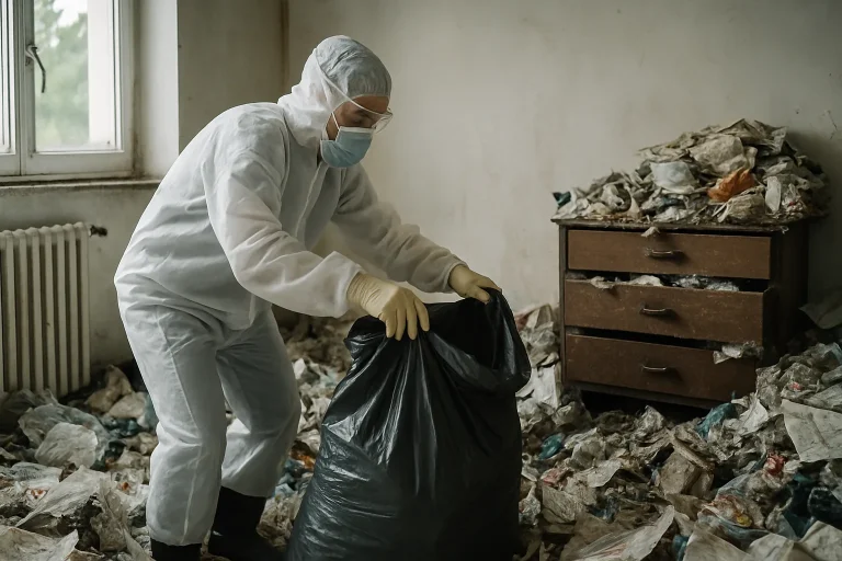 Appartement à Corquilleroy en désordre, illustrant le besoin d'un nettoyage après syndrome de Diogène.
