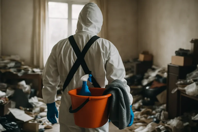 Appartement en désordre à Quintin, illustrant les défis du nettoyage après syndrome de Diogène.
