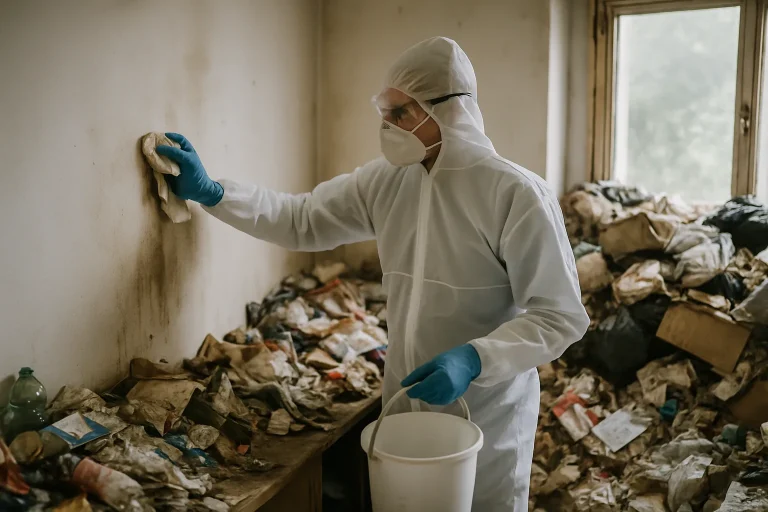 Intérieur d'un appartement à Pruniers-En-Sologne montrant un désordre important lié au syndrome de Diogène.