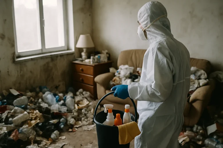 Intérieur d'un appartement en désordre nécessitant un nettoyage après diogène à Viuz-En-Sallaz.