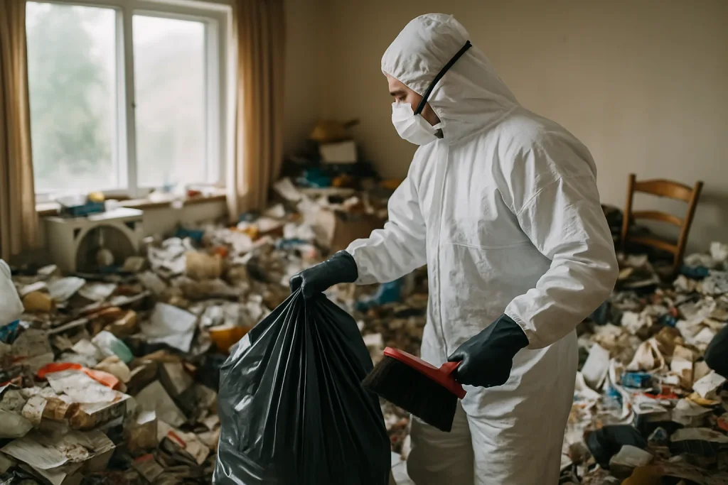 Appartement en désordre à Gleize avant intervention de nettoyage après diogène.