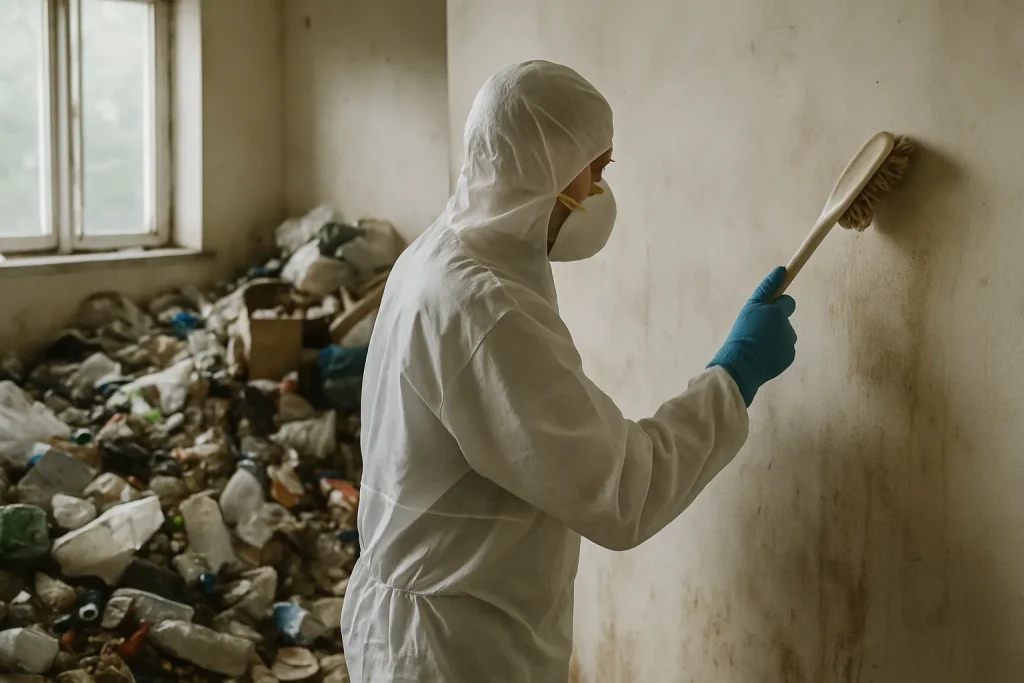 Vue d'un appartement à Givors en désordre, illustrant le syndrome de Diogène.