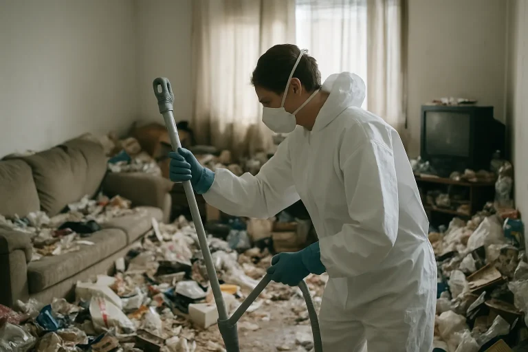 Appartement à Corbas en désordre, illustrant le besoin d'un nettoyage après diogène.