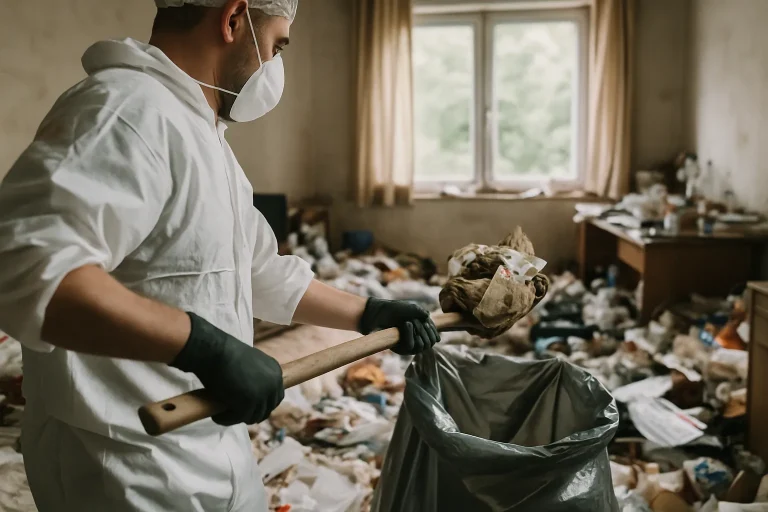 Un appartement en désordre à Les Fins, illustrant le besoin d'un nettoyage après syndrome de Diogène.
