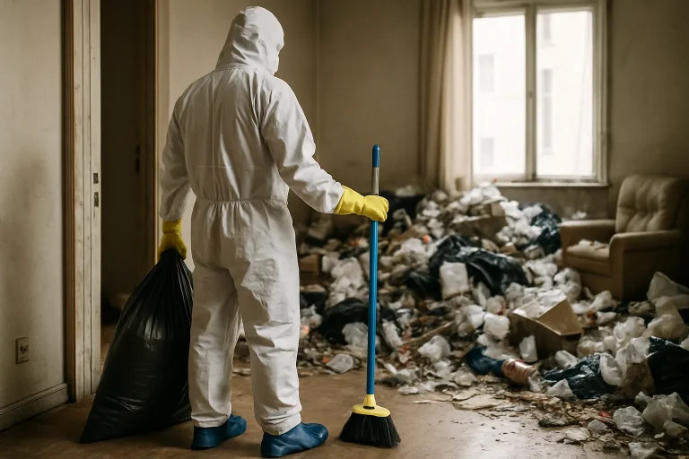 Intérieur d'un appartement en désordre nécessitant un nettoyage après syndrome de Diogène à Vendôme.