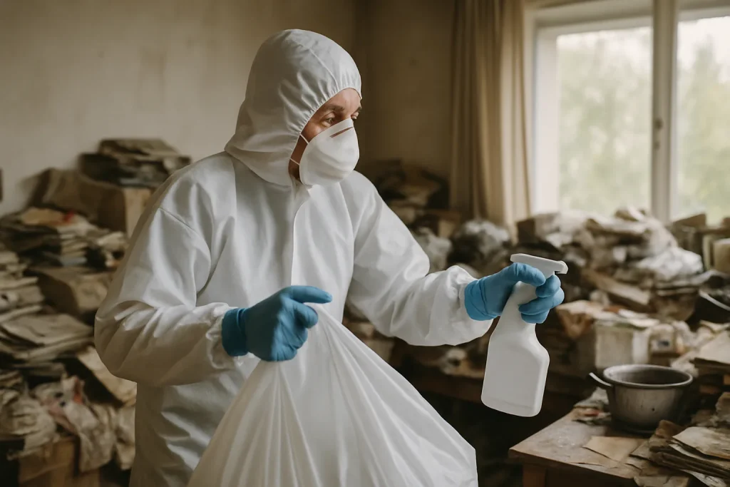 Appartement en désordre à Ceyrat, montrant des objets éparpillés et du désordre.