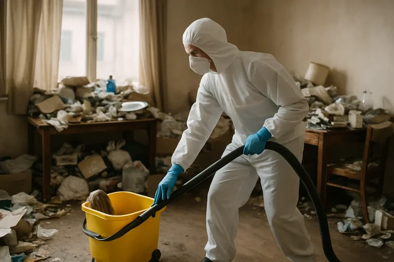 Appartement en désordre avec divers objets éparpillés, illustrant le syndrome de Diogène.