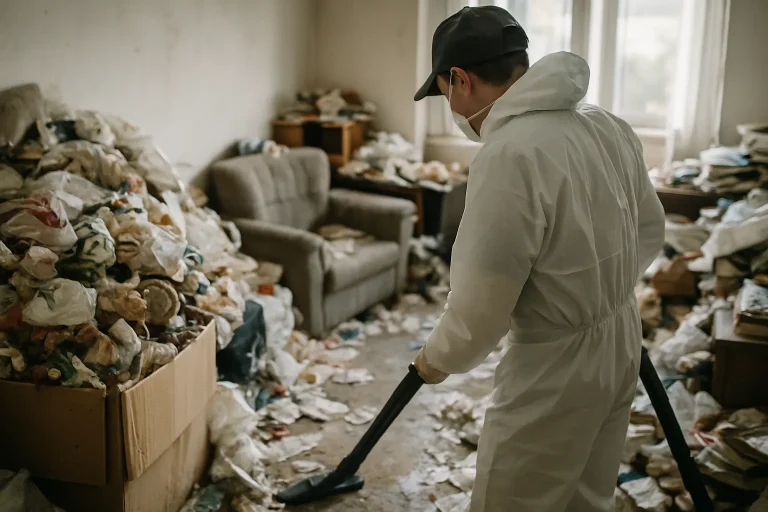 Un appartement en désordre à Montbazon, montrant des objets éparpillés et de la poussière.