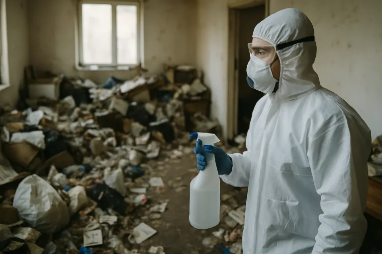 Appartement en désordre à Romorantin-Lanthenay, illustrant le besoin de nettoyage après syndrome de Diogène.