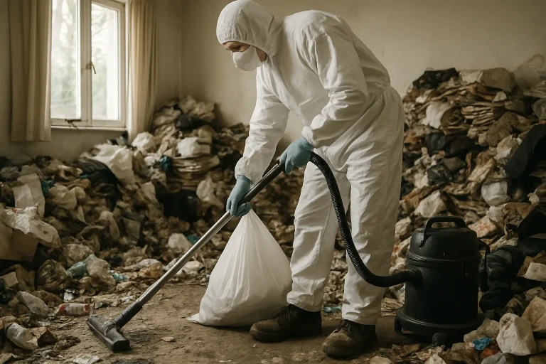 Appartement en désordre à Foecy avec des objets éparpillés sur le sol.