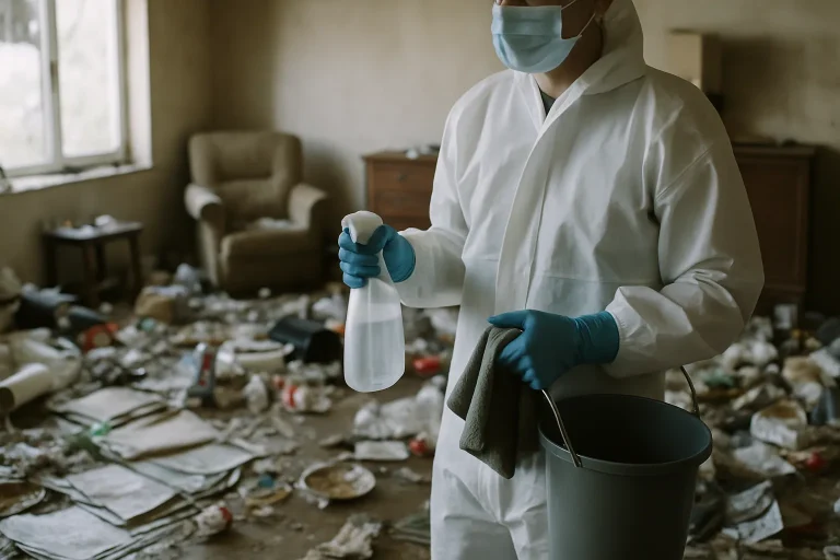 Un appartement en désordre à Buxy, illustrant l'état critique après syndrome de Diogène.