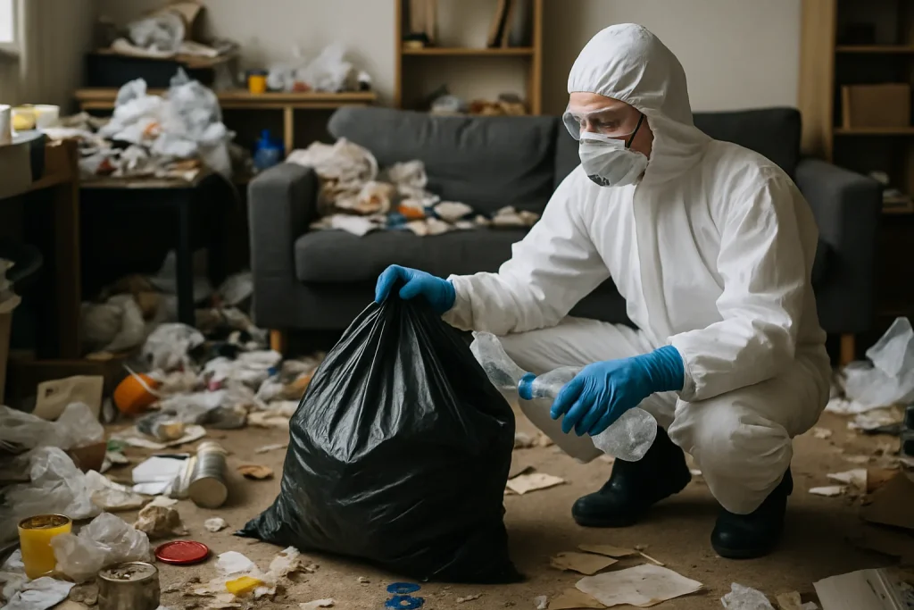Appartement à Locoal-Mendon en état de désordre nécessitant un nettoyage urgent.