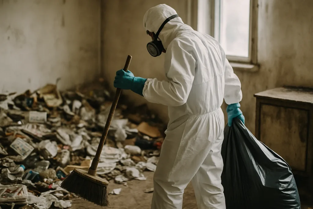 Un intérieur d'appartement en désordre à Varois-Et-Chaignot, illustrant la situation après syndrome de Diogène.