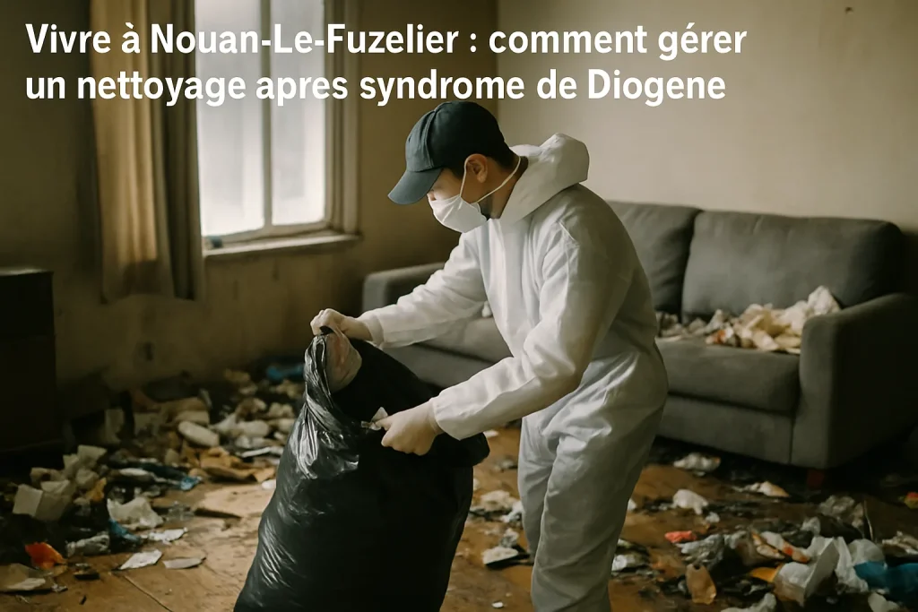 Intérieur d'appartement en désordre à Nouan-Le-Fuzelier, objets entassés et besoin de nettoyage.