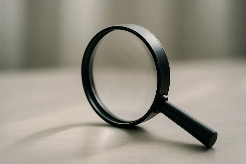 Loupe posée sur une surface propre, utilisée pour évaluer la désinfection.